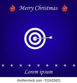 icon flat target with dart in black, isolated, shaded