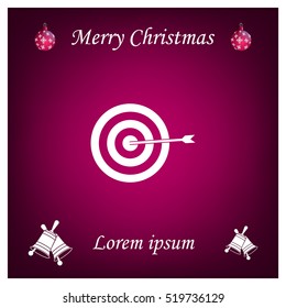 icon flat target with dart in black, isolated, shaded