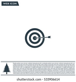 icon flat target with dart in black, isolated