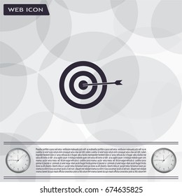 icon flat target with dart in black, isolated, shaded