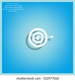 icon flat target with dart, isolated, shaded