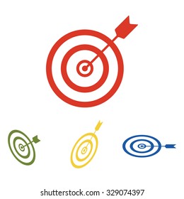 icon flat target with dart icon set. Isometric effect