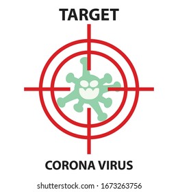 Virus Corona Target, un ilustrador del virus de la corona de diseño gráfico vectorial en Wuhan, infección por el virus de la corona. Virus microbiano de la corona del caos 2019, sobre fondo blanco