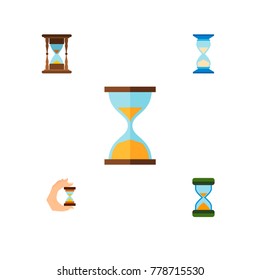 Icon flat timer set of instrument, hourglass, clock and other vector objects. Also includes sandglass, hourglass, timer elements.