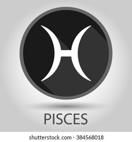 Icon flat zodiac pisces vector