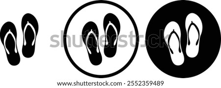 icon flip flops black outline for web site design 
and mobile dark mode apps 
Vector illustration on a white background