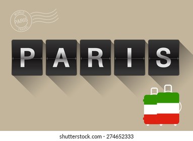 Icon Flip Font Name Tourist & Suitcase to PARIS on cream background