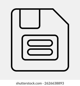 Icon floppy disk. Computer components elements. Icon in line style.
