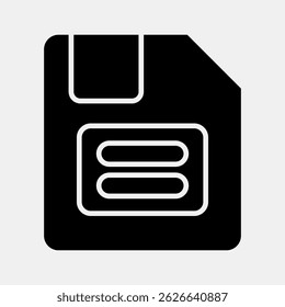 Icon floppy disk. Computer components elements. Icon in glyph style.