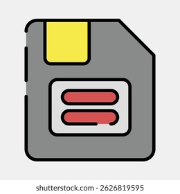 Icon floppy disk. Computer components elements. Icon in filled line style.