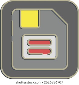 Icon floppy disk. Computer components elements. Icon in embossed style.