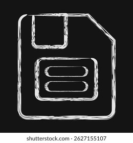 Icon floppy disk. Computer components elements. Icon in chalk style.