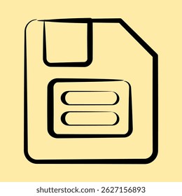 Icon floppy disk. Computer components elements. Icon in hand drawn style.
