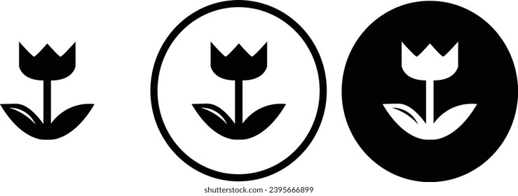 icon flora flower black outline for web site design 
and mobile dark mode apps 
Vector illustration on a white background