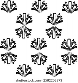 Icon of floral design. Editable stroke with various design shapes, with a hand drawn black outline style for textile design, vintage style illustration, wallpaper, artistic design, and logo 