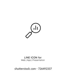 Icon Floupe graph business magnifying glass bars chart statistics graphic design single icon vector