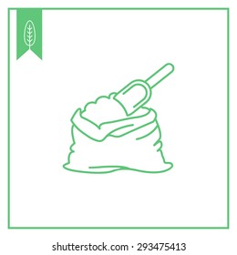 Icon of flour bag with scoop 