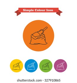 Icon of flour bag with scoop 