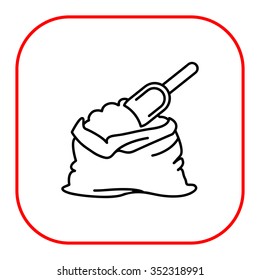 Icon of flour bag with scoop 