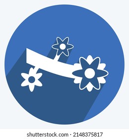 Symbolblume Zweig. geeignet für Frühjahrssymbol. langer Schattenstil. einfaches Design bearbeitbar. Designvorlage, Vektor. einfache Symbolillustration