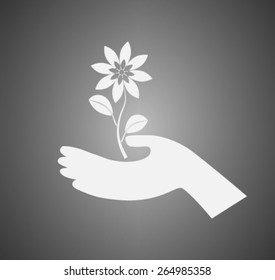 Icon Flower Hand Stock Vector (Royalty Free) 264985358 | Shutterstock