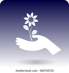 icon of the flower in the hand