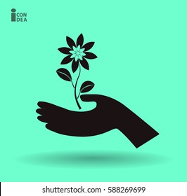 icon of the flower in the hand