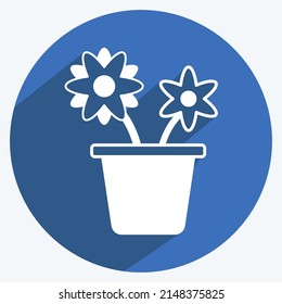 Icon Flower Pot. suitable for Spring symbol. long shadow style. simple design editable. design template vector. simple symbol illustration