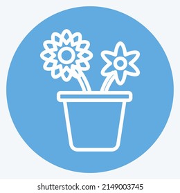Icon Flower Pot. suitable for Spring symbol. blue eyes style. simple design editable. design template vector. simple symbol illustration