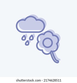 Icon Flower with rain. suitable for garden symbol. two tone style. simple design editable. design template vector. simple symbol illustration