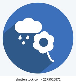 Icon Flower with rain. suitable for garden symbol. long shadow style. simple design editable. design template vector. simple symbol illustration