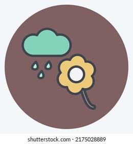 Icon Flower with rain. suitable for garden symbol. color mate style. simple design editable. design template vector. simple symbol illustration