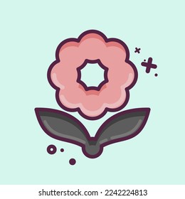 Icon Flower. related to Flora symbol. MBE style. simple illustration. plant. Oak. leaf. rose
