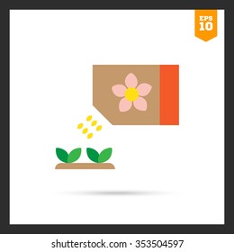 Icon Of Flower Seed Packet With Few Seeds Falling Out And Growing Sprouts