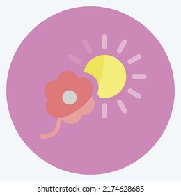 Icono Flor a la luz del sol. adecuado para símbolo de jardín. estilo plano. diseño simple editable. vector de plantilla de diseño. ilustración de símbolo simple