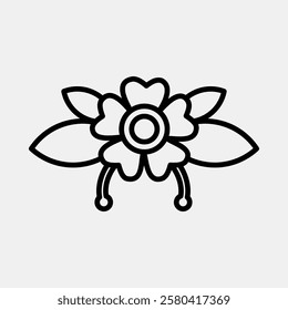 Icon flower. Traditional tattoo elements. Icon in line style.