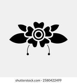 Icon flower. Traditional tattoo elements. Icon in glyph style.