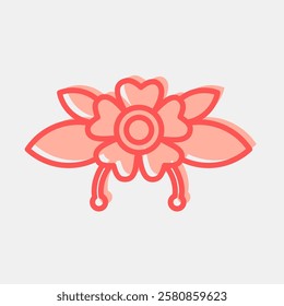 Icon flower. Traditional tattoo elements. Icon in two tone style.