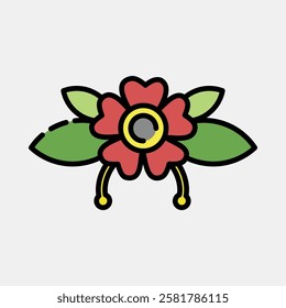 Icon flower. Traditional tattoo elements. Icon in filled line style.