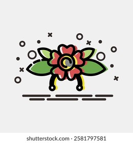 Icon flower. Traditional tattoo elements. Icon in MBE style.