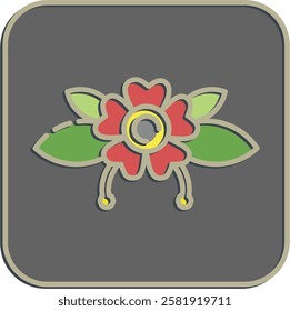 Icon flower. Traditional tattoo elements. Icon in embossed style.