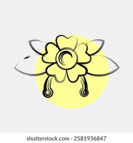 Icon flower. Traditional tattoo elements. Icon in color spot style.