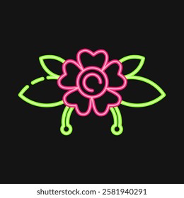 Icon flower. Traditional tattoo elements. Icon in neon style.