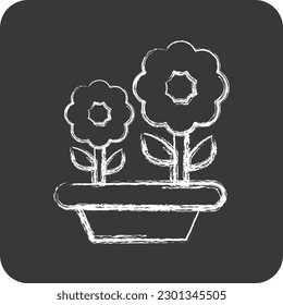 Icon Flowers. related to Flora symbol. chalk Style. simple illustration. plant. Oak. leaf. rose