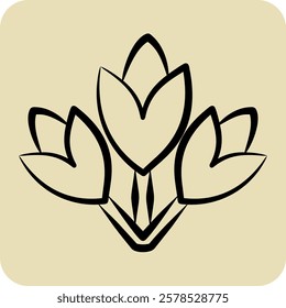Icon Flowers. related to Summer symbol. hand drawn style. design editable