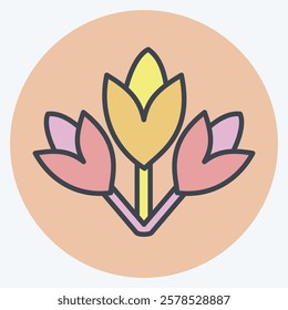 Icon Flowers. related to Summer symbol. color mate style. design editable