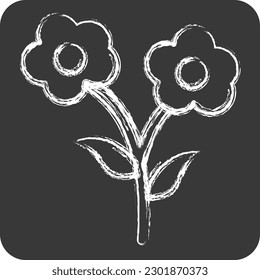 Icon Flowers. suitable for City Park symbol. chalk Style. simple design editable. design template vector