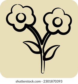 Icon Flowers. suitable for City Park symbol. hand drawn style. simple design editable. design template