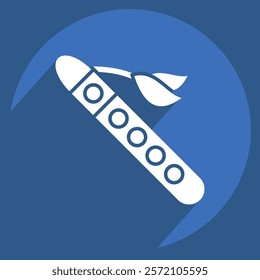 Icon Flute. related to Native American symbol. long shadow style. design editable