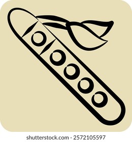 Icon Flute. related to Native American symbol. hand drawn style. design editable